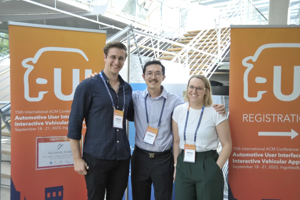 Angus McKerral, Shiyan Yang and Megan Mulhall from Seeing Machines' Human Factors team attend AutoUI 2023 Conference to present a Human-Machine Interface (HMI) Design workshop