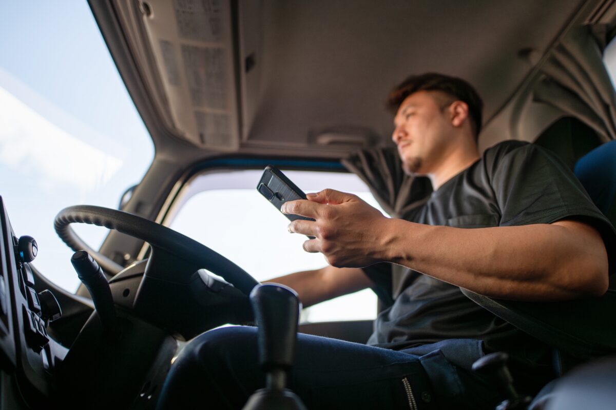 Truck driver using phone